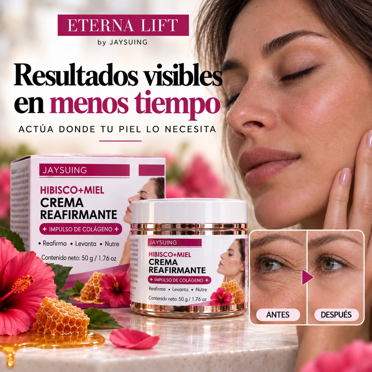 Crema reafirmante para una piel marcada por arrugas, manchas y falta de firmeza – ETERNA LIFT